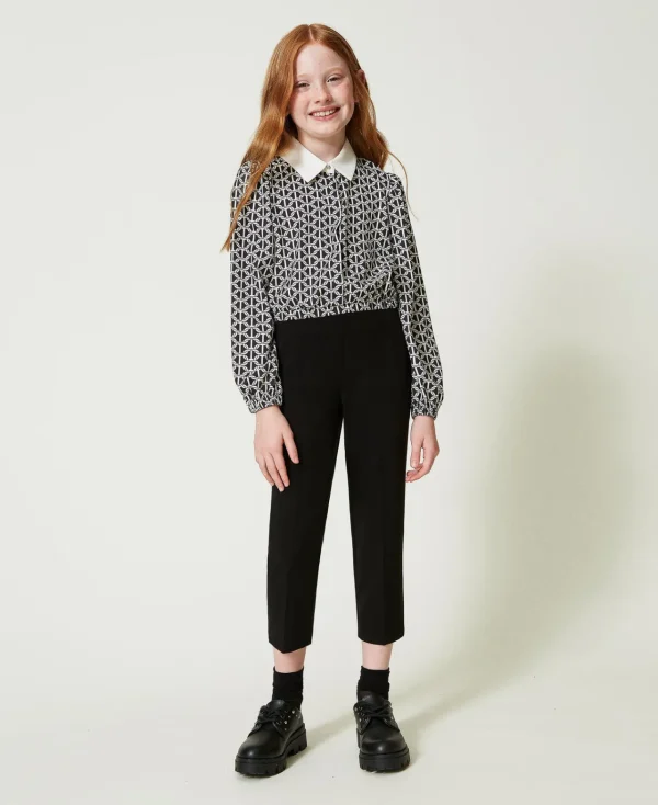 pantalon_cigarette_en_fla_0.webp Pantalons Et Jeans*TWINSET Milano Pantalon Cigarette En Flanelle Noir