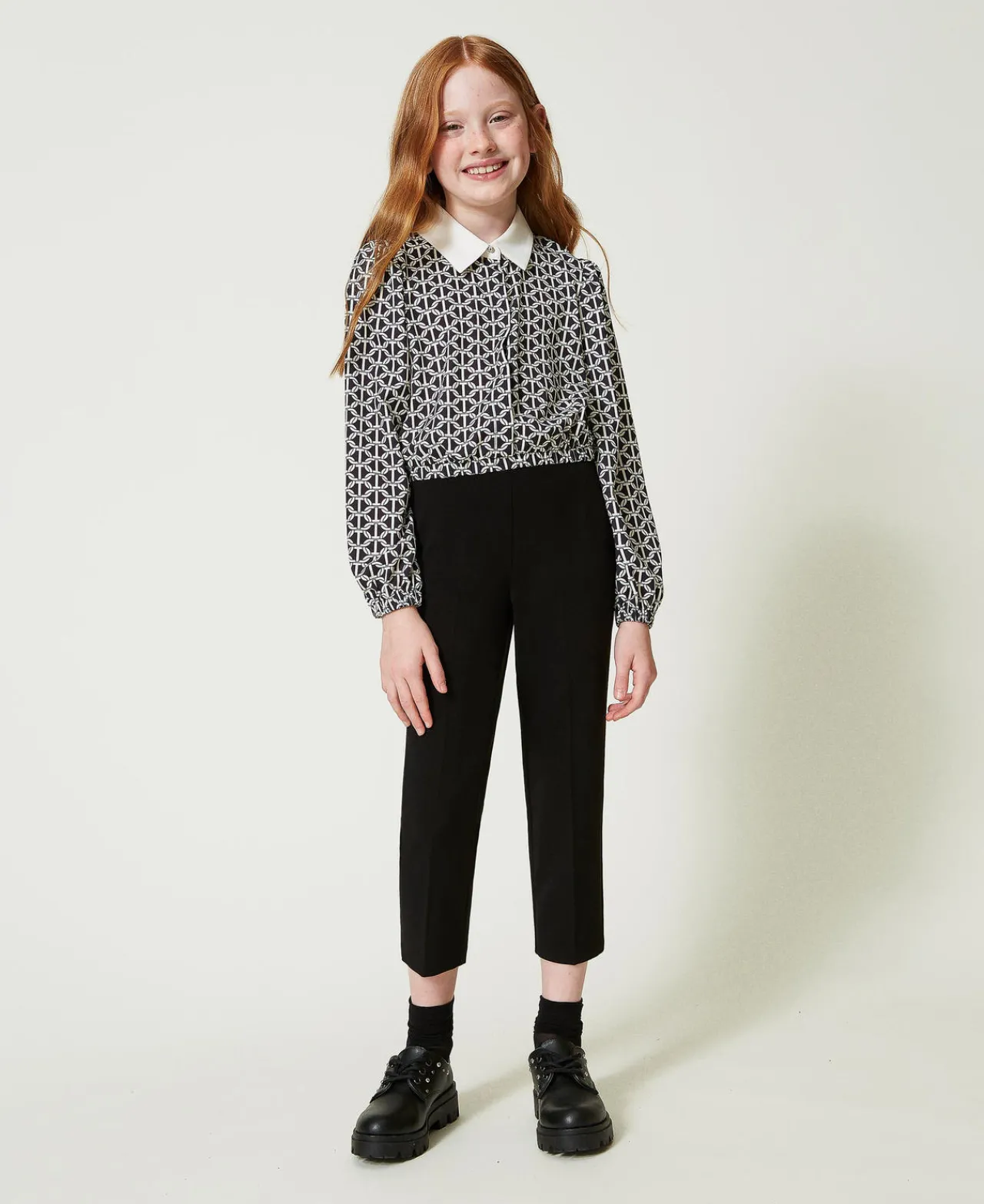 pantalon_cigarette_en_fla_0.webp Pantalons Et Jeans*TWINSET Milano Pantalon Cigarette En Flanelle Noir