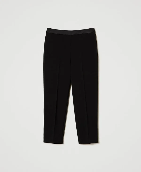 pantalon_cigarette_en_fla_1.webp Pantalons Et Jeans*TWINSET Milano Pantalon Cigarette En Flanelle Noir