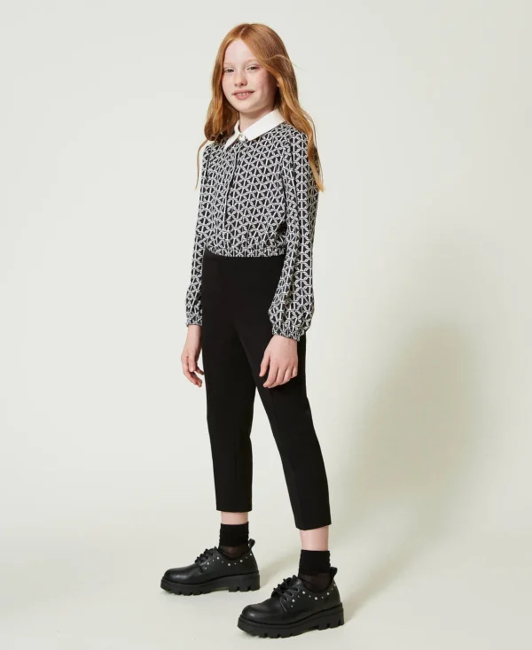 pantalon_cigarette_en_fla_2.webp Pantalons Et Jeans*TWINSET Milano Pantalon Cigarette En Flanelle Noir