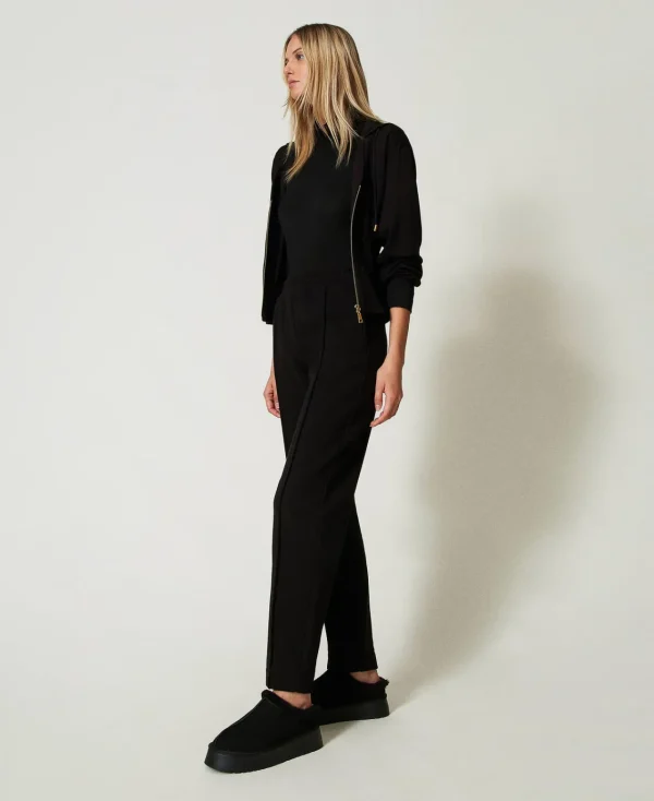 pantalon_cigarette_en_mol_2.webp Pantalons Droits Et Cigarette*TWINSET Milano Pantalon Cigarette En Molleton Noir