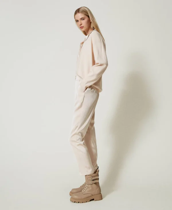 pantalon_cigarette_en_sat_2.webp Pantalons Droits Et Cigarette*TWINSET Milano Pantalon Cigarette En Satin Rose Cloud Pink
