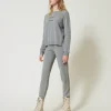 pantalon_de_jogging_en_ma_2-1.webp Pantalons De Jogging*TWINSET Milano Pantalon De Jogging En Maille De Laine Mélangée Avec Logo Brodé Gris Chiné Foncé