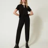pantalon_de_jogging_en_mo_0.webp Pantalons De Jogging*TWINSET Milano Pantalon De Jogging En Molleton Avec Satin Noir
