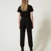 pantalon_de_jogging_en_mo_3.webp Pantalons De Jogging*TWINSET Milano Pantalon De Jogging En Molleton Avec Satin Noir