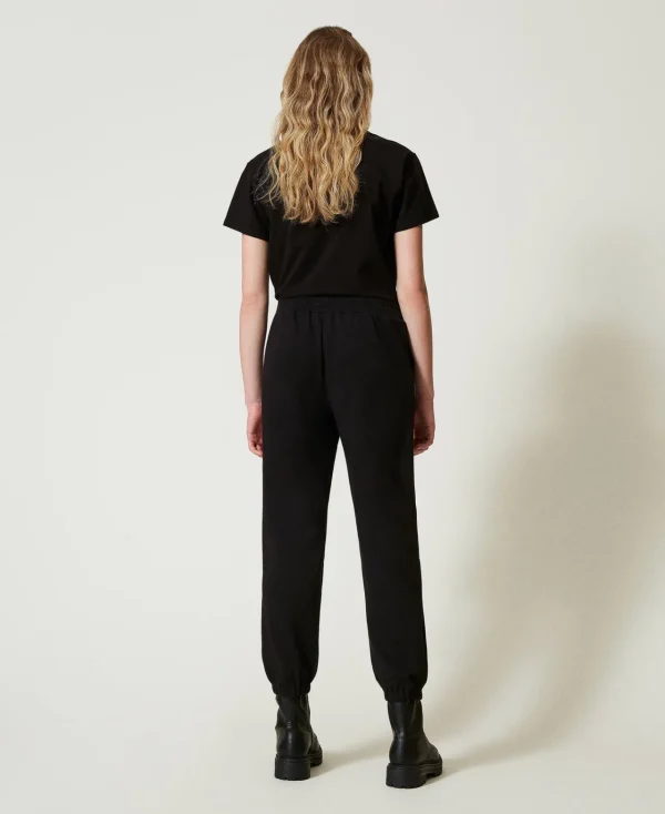 pantalon_de_jogging_en_mo_3.webp Pantalons De Jogging*TWINSET Milano Pantalon De Jogging En Molleton Avec Satin Noir