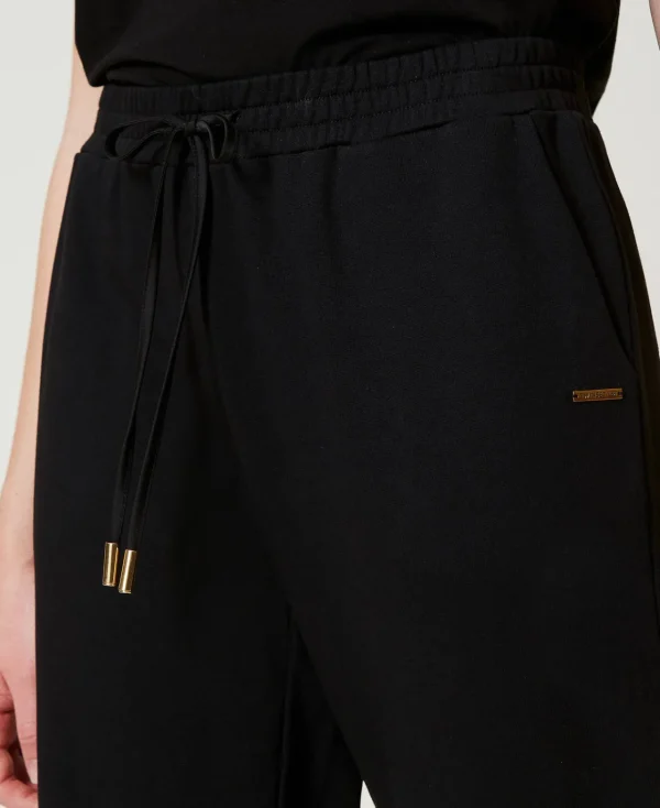 pantalon_de_jogging_en_mo_4.webp Pantalons De Jogging*TWINSET Milano Pantalon De Jogging En Molleton Avec Satin Noir