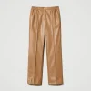 pantalon_effet_cuir_avec__1.webp Pantalons Droits Et Cigarette*TWINSET Milano Pantalon Effet Cuir Avec élastique Marron « Sandy Brown »