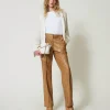 pantalon_effet_cuir_avec__7.webp Pantalons Droits Et Cigarette*TWINSET Milano Pantalon Effet Cuir Avec élastique Marron « Sandy Brown »
