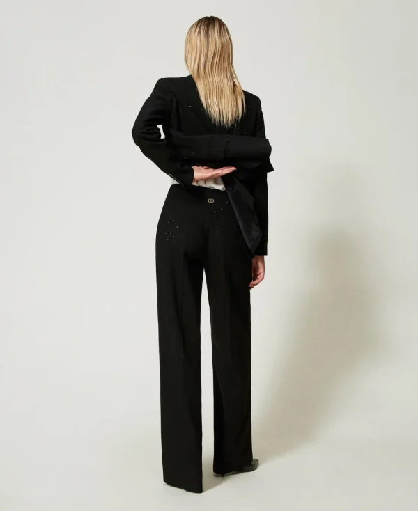 pantalon_en_drap_avec_seq_3.webp Pantalons Élégants | Pantalons Larges Et Palazzo*TWINSET Milano Pantalon En Drap Avec Sequins Noir