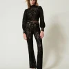 pantalon_en_maille_floral_2.webp Pantalons Élégants | Pantalons Droits Et Cigarette*TWINSET Milano Pantalon En Maille Florale Au Crochet Noir