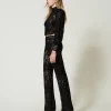 pantalon_en_maille_floral_3.webp Pantalons Élégants | Pantalons Droits Et Cigarette*TWINSET Milano Pantalon En Maille Florale Au Crochet Noir