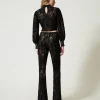 pantalon_en_maille_floral_4.webp Pantalons Élégants | Pantalons Droits Et Cigarette*TWINSET Milano Pantalon En Maille Florale Au Crochet Noir