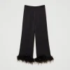 pantalon_en_satin_avec_pl_1.webp Pantalons Élégants | Pantalons Droits Et Cigarette*TWINSET Milano Pantalon En Satin Avec Plumes Noir