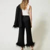 pantalon_en_satin_avec_pl_3.webp Pantalons Élégants | Pantalons Droits Et Cigarette*TWINSET Milano Pantalon En Satin Avec Plumes Noir