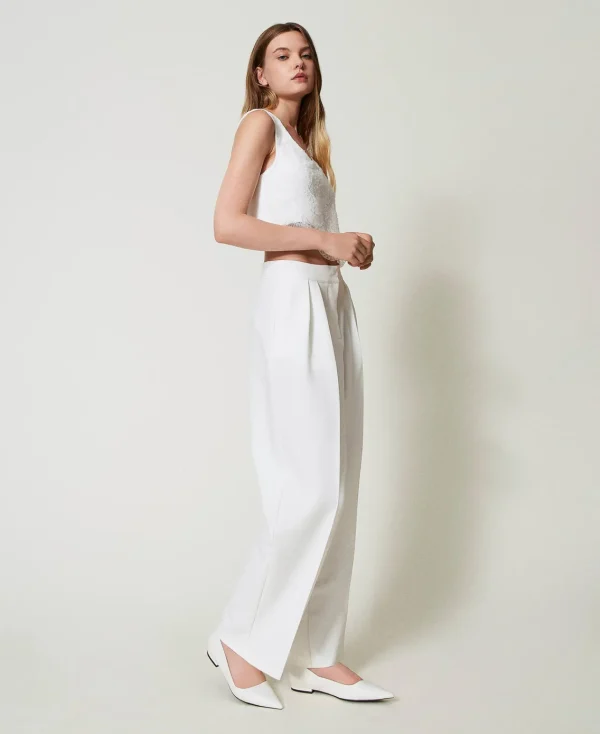 Pantalons Larges Et Palazzo*TWINSET Milano Pantalon Palazzo Avec Plis Off White