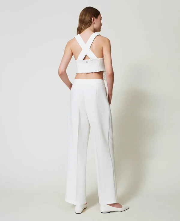Pantalons Larges Et Palazzo*TWINSET Milano Pantalon Palazzo Avec Plis Off White