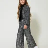 Pantalons Et Jeans*TWINSET Milano Pantalon Palazzo Avec Sequins All-over Canon de Fusil Métallisé