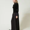 Pantalons Élégants | Pantalons Larges Et Palazzo*TWINSET Milano Pantalon Palazzo En Crêpe Georgette Plissé Noir