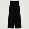 pantalon_palazzo_en_laine_1.webp Pantalons Larges Et Palazzo*TWINSET Milano Pantalon Palazzo En Laine Mélangée Noir