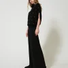 pantalon_palazzo_en_laine_2.webp Pantalons Larges Et Palazzo*TWINSET Milano Pantalon Palazzo En Laine Mélangée Noir