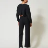 pantalon_palazzo_en_maill_3.webp Pantalons Larges Et Palazzo*TWINSET Milano Pantalon Palazzo En Maille De Laine Mélangée Gris Anthracite Chiné