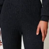 pantalon_palazzo_en_maill_4.webp Pantalons Larges Et Palazzo*TWINSET Milano Pantalon Palazzo En Maille De Laine Mélangée Gris Anthracite Chiné