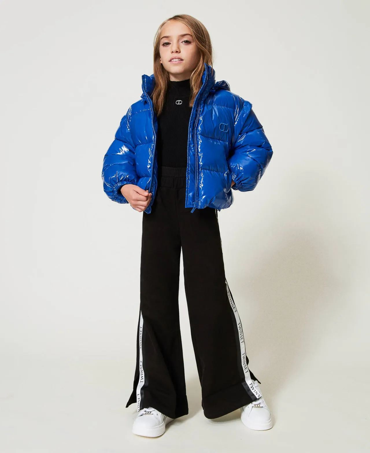 pantalon_palazzo_en_molle_0-1.webp Pantalons Et Jeans*TWINSET Milano Pantalon Palazzo En Molleton Avec Logo Noir
