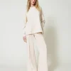 Pantalons Larges Et Palazzo*TWINSET Milano Pantalon Palazzo En Molleton Blanc « Old White »