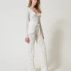 pantalon_sans_coutures_en_2.webp Pantalons Droits Et Cigarette*TWINSET Milano Pantalon Sans Coutures En Fil Treeblend Blanc Neige