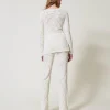 pantalon_sans_coutures_en_3.webp Pantalons Droits Et Cigarette*TWINSET Milano Pantalon Sans Coutures En Fil Treeblend Blanc Neige