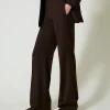 pantalon_taille_haute_en__2-1.webp Pantalons Élégants | Pantalons Droits Et Cigarette*TWINSET Milano Pantalon Taille Haute En Laine Stretch Coffee Chocolate