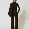pantalon_taille_haute_en__3-1.webp Pantalons Élégants | Pantalons Droits Et Cigarette*TWINSET Milano Pantalon Taille Haute En Laine Stretch Coffee Chocolate