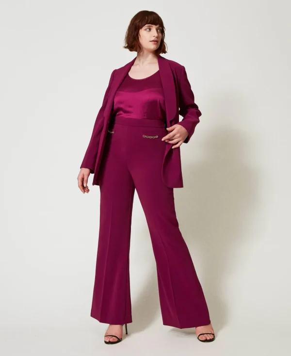 pantalon_vas_avec_chane_o_2.webp Pantalons Évasés*TWINSET Milano Pantalon évasé Avec Chaîne Oval T Violet « Prune Rouge »