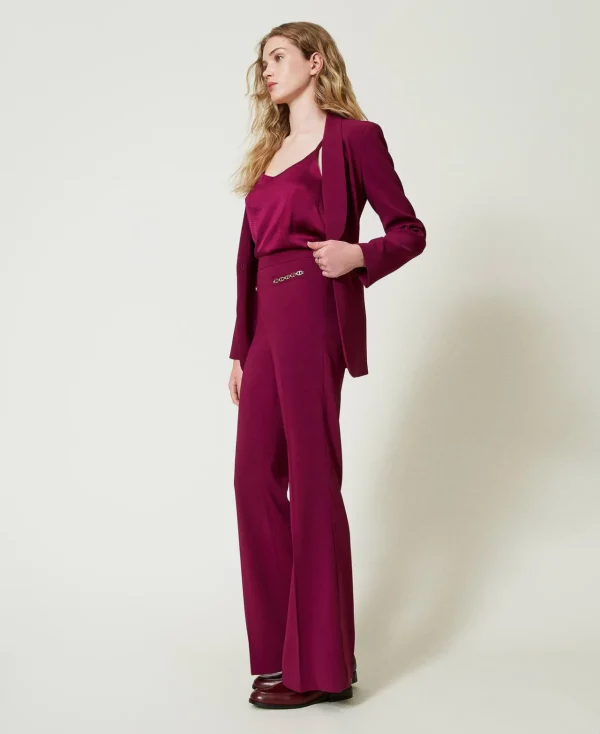 pantalon_vas_avec_chane_o_5.webp Pantalons Évasés*TWINSET Milano Pantalon évasé Avec Chaîne Oval T Violet « Prune Rouge »
