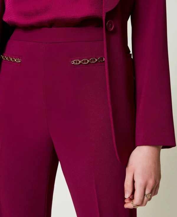 pantalon_vas_avec_chane_o_8.webp Pantalons Évasés*TWINSET Milano Pantalon évasé Avec Chaîne Oval T Violet « Prune Rouge »