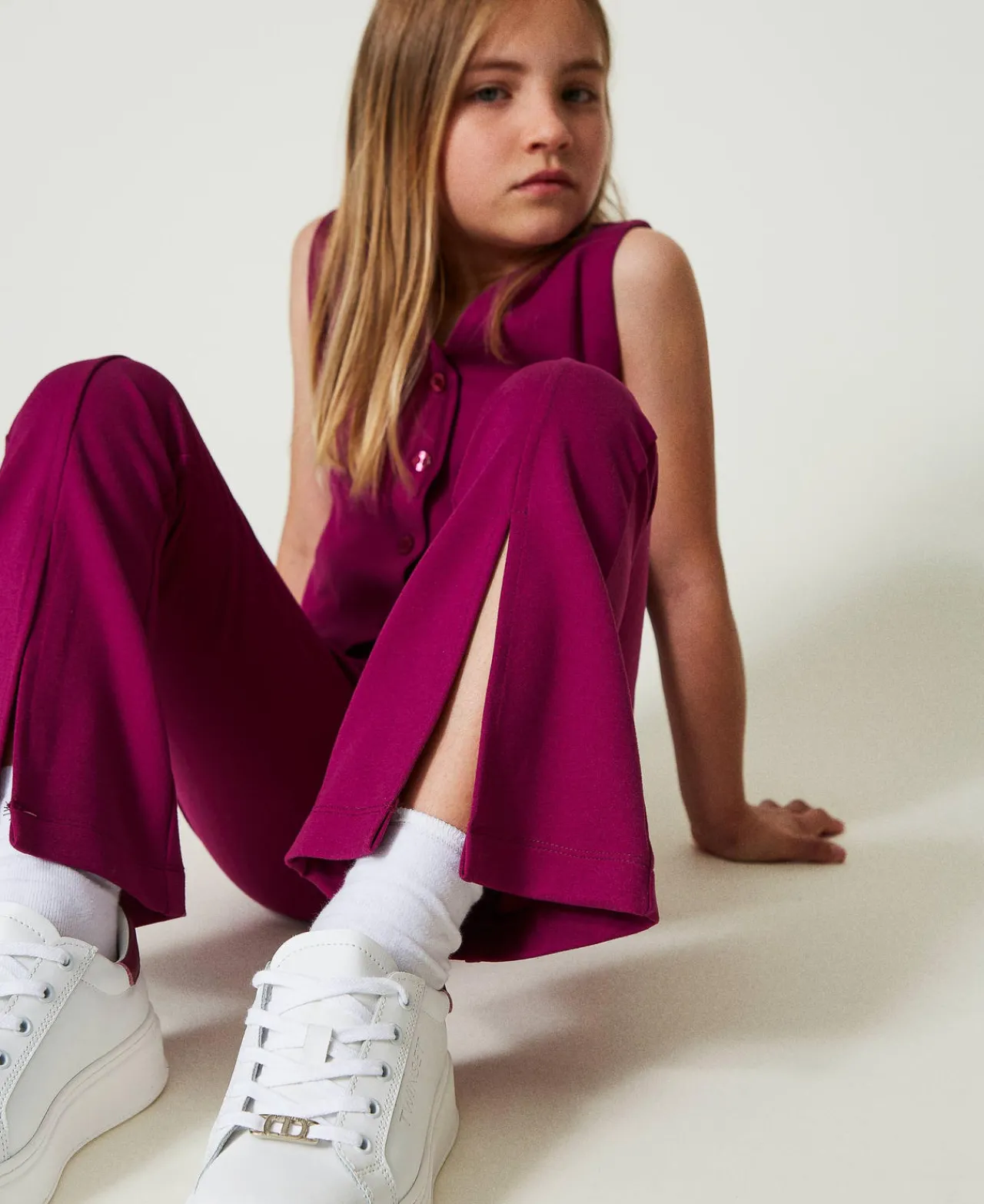 pantalon_vas_avec_fente_0.webp Pantalons Et Jeans*TWINSET Milano Pantalon évasé Avec Fente Magenta Purple