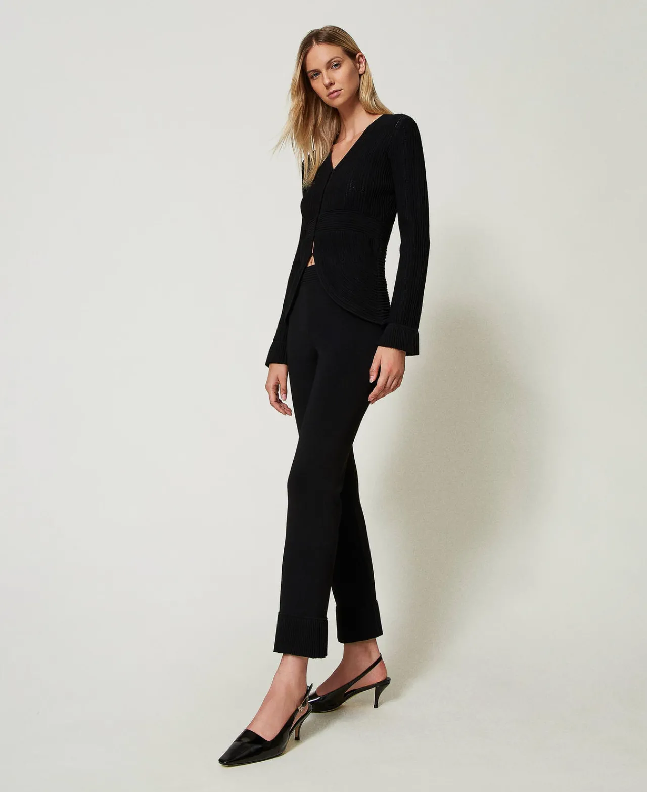Pantalons Évasés*TWINSET Milano Pantalon évasé En Maille Noir
