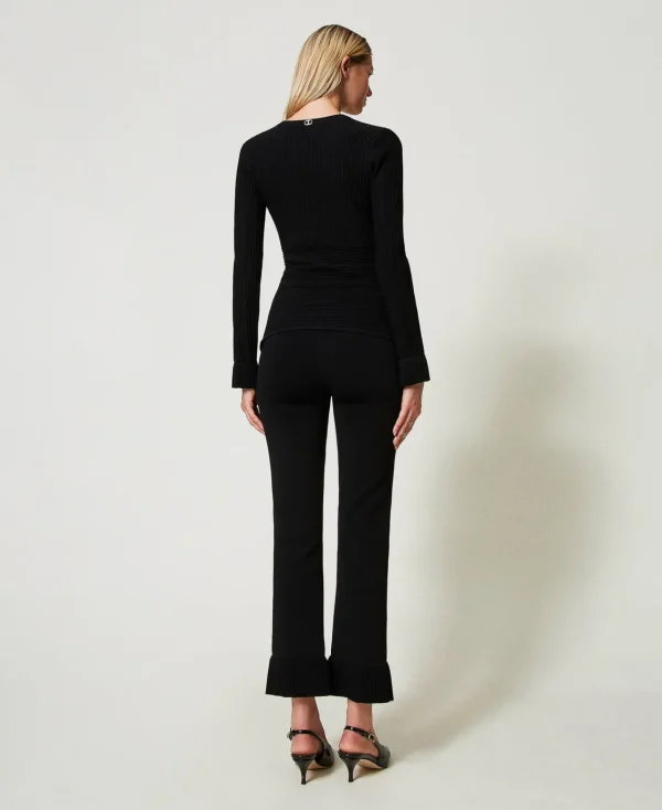 Pantalons Évasés*TWINSET Milano Pantalon évasé En Maille Noir