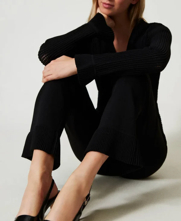 Pantalons Évasés*TWINSET Milano Pantalon évasé En Maille Noir