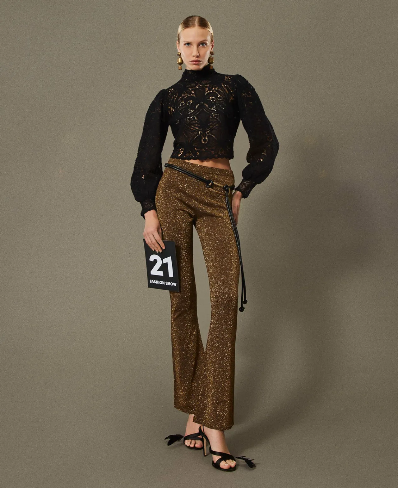Pantalons Élégants | Pantalons Évasés*TWINSET Milano Pantalon évasé En Maille Avec Lurex Bicolore Fondant/Or Foncé