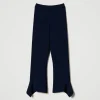 pantalon_vas_en_maille_av_1.webp Pantalons Évasés*TWINSET Milano Pantalon évasé En Maille Avec Volant Indigo