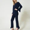 pantalon_vas_en_maille_av_2.webp Pantalons Évasés*TWINSET Milano Pantalon évasé En Maille Avec Volant Indigo