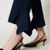 pantalon_vas_en_maille_av_4.webp Pantalons Évasés*TWINSET Milano Pantalon évasé En Maille Avec Volant Indigo