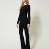 Pantalons Évasés*TWINSET Milano Pantalon évasé En Maille Côtelée Noir