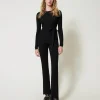 Pantalons Évasés*TWINSET Milano Pantalon évasé En Maille Côtelée Noir