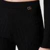 Pantalons Évasés*TWINSET Milano Pantalon évasé En Maille Côtelée Noir