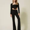 Pantalons Élégants | Pantalons Évasés*TWINSET Milano Pantalon évasé En Sergé De Laine Mélangée Noir
