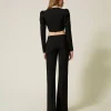 Pantalons Élégants | Pantalons Évasés*TWINSET Milano Pantalon évasé En Sergé De Laine Mélangée Noir