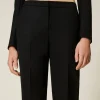 Pantalons Élégants | Pantalons Évasés*TWINSET Milano Pantalon évasé En Sergé De Laine Mélangée Noir